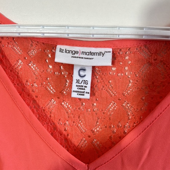 LIZ LANGE MATERNITY DRESS LACED BACK IN SIZE EXTRA LARGE ORANGE COLOUR - Picture 2 of 3